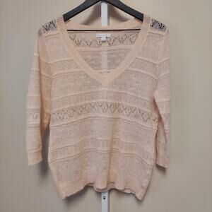 NY&Co Light Pink Sweater M Mohair Blend Open Knit Coquette Preppy Fairy